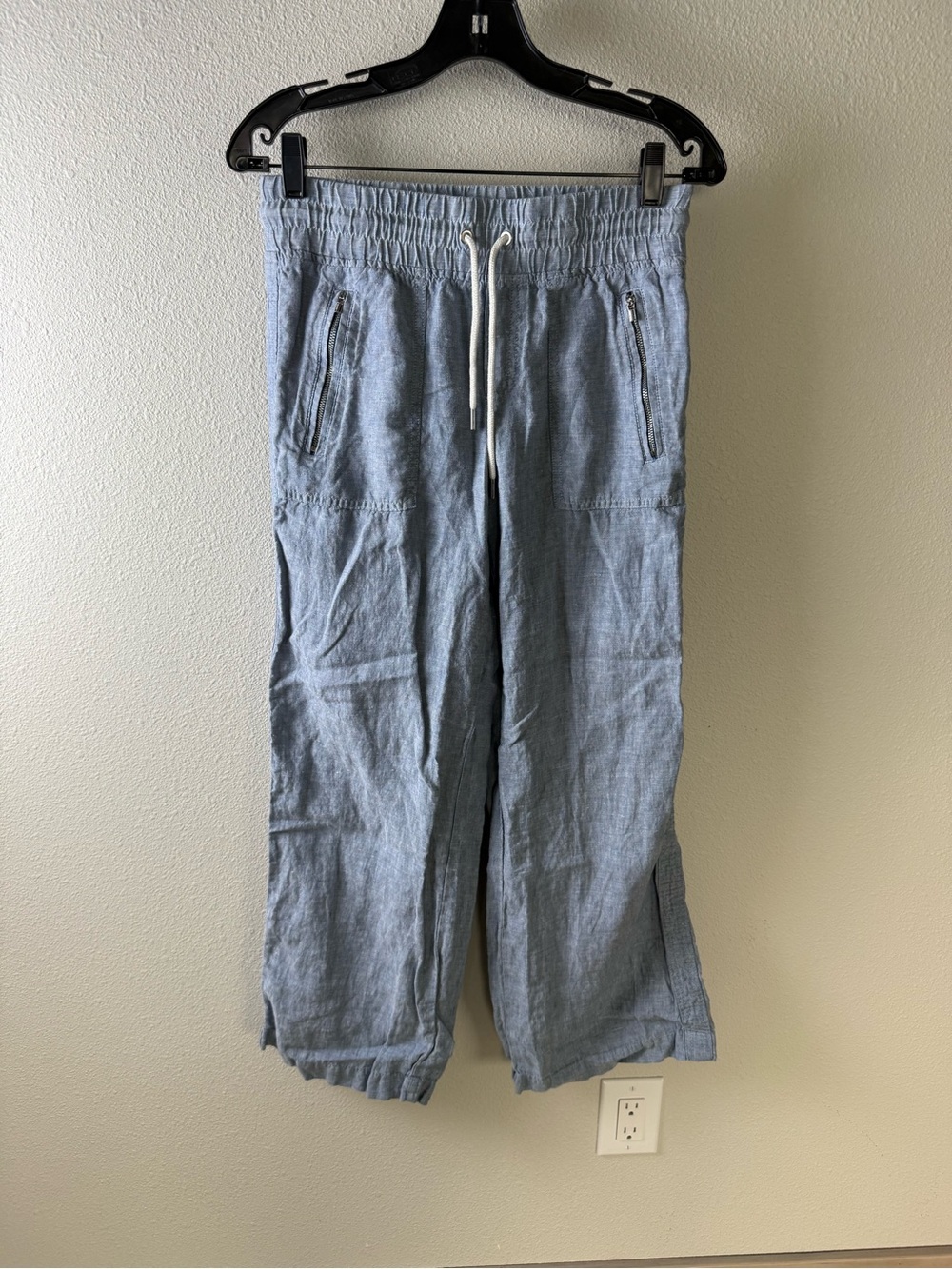 Athleta Cabo Linen Wide Leg Pant Chambray Blue Athleisure Casual Women’s Size 2 - Picture 3 of 12